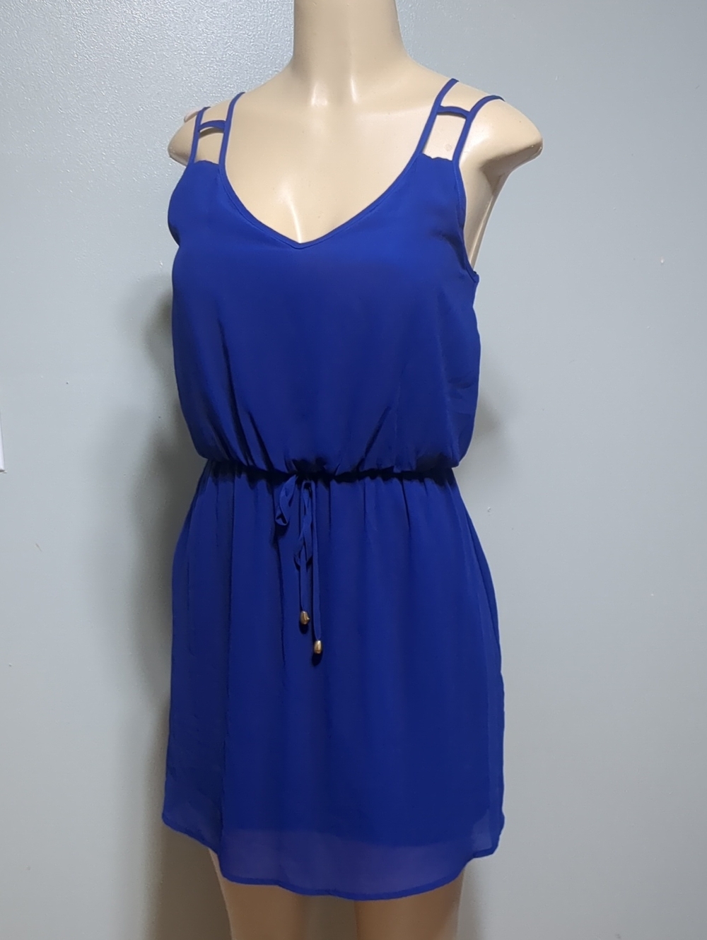 City Triangles Electric Blue Y2K Pool Party Slip Dress with Thin Straps Sz Small
